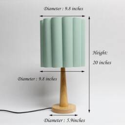 Handmade Light Green Fabric Table Lamp Wooden Base Accent Lamp - thumbnail 2