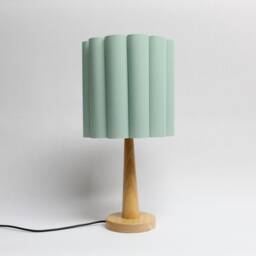Handmade Light Green Fabric Table Lamp Wooden Base Accent Lamp