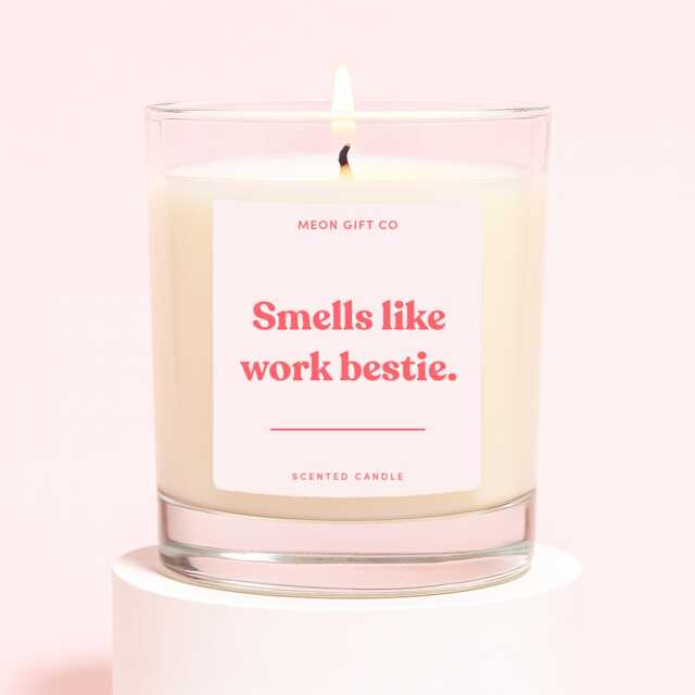 Work Friend Gift For Coworker Best - Smells Like Bestie Candle Label - image 1
