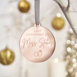 Last Christmas As A Miss Bauble Engaged Ornament Fianc?? Gift Bride To Be Engagement Decoration - thumbnail 1
