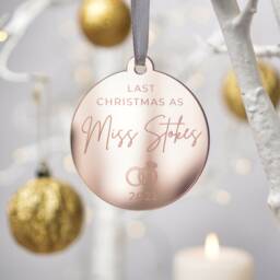 Last Christmas As A Miss Bauble Engaged Ornament Fianc?? Gift Bride To Be Engagement Decoration - thumbnail 3