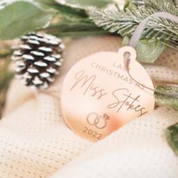 Last Christmas As A Miss Bauble Engaged Ornament Fianc?? Gift Bride To Be Engagement Decoration - thumbnail 2
