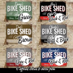 Personalised Bike Shed Metal Sign - Vintage Worn Rusty Look Print Le Tour Mtb Road Bmx 6 Colours 4 Bikes - thumbnail 3