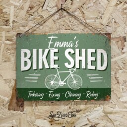 Personalised Bike Shed Metal Sign - Vintage Worn Rusty Look Print Le Tour Mtb Road Bmx 6 Colours 4 Bikes - thumbnail 2