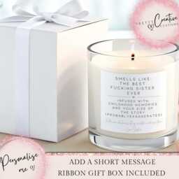 Personalised Best Fcking Sister Ever Scented Candle, Sister Christmas Gift, Birthday Stocking Filler, Merry - thumbnail 3