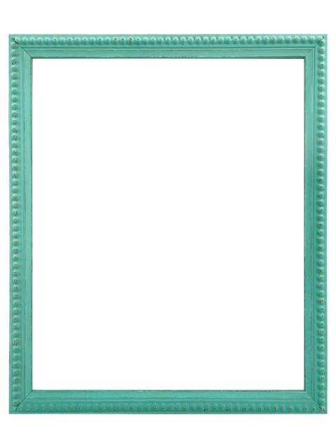 Turquoise Wooden Picture Frame Distressed Bobbin Style - image 1
