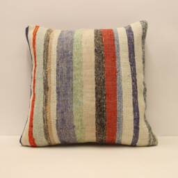 Handmade Turkish Kilim Pillow, Bohemian Cushion Cover - 18x18