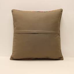 Handmade Turkish Kilim Pillow, Bohemian Cushion Cover - 18x18 - thumbnail 4
