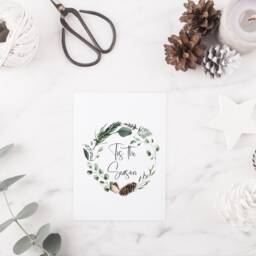 Pinecone Wreath Christmas Print Seasonal Green Xmas Wall Art - Unframed - thumbnail 2