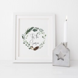 Pinecone Wreath Christmas Print Seasonal Green Xmas Wall Art - Unframed - thumbnail 3