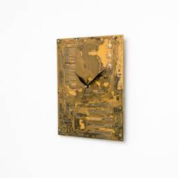 Dark Yellow Large Wall Clock - Circuit Board With Black Hands Unique Gift Boyfriend Husband - thumbnail 3