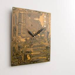 Dark Yellow Large Wall Clock - Circuit Board With Black Hands Unique Gift Boyfriend Husband - thumbnail 4