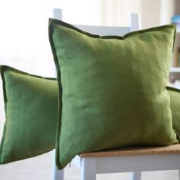 Handmade Green Linen Pillow Cover Solid Home Decor - thumbnail 3