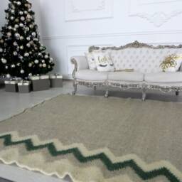 Handmade Wool Rug Scandinavian Rustic Decor, Carpathian Lizhnyk - 220x190cm - thumbnail 2