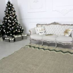 Handmade Wool Rug Scandinavian Rustic Decor, Carpathian Lizhnyk - 220x190cm - thumbnail 3