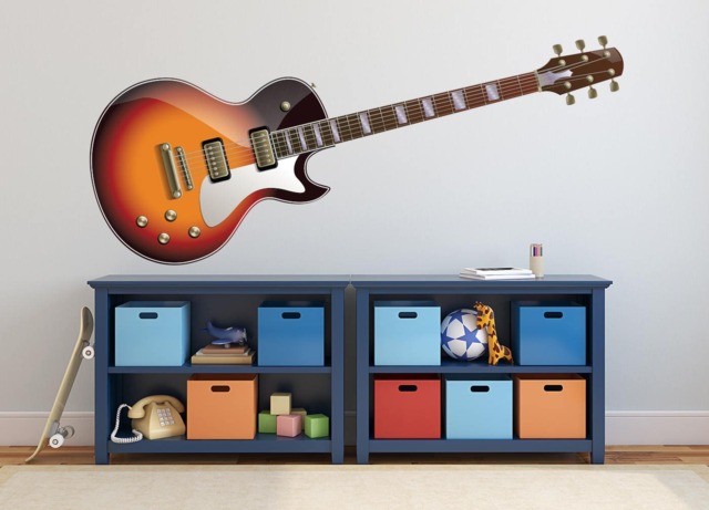 Electric Guitar Wall Decal Kids Bedroom Decor Music Vinyl Art