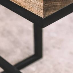 Modern Oak Bar Chair Rustic Industrial Geometric Stool - thumbnail 2