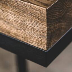 Modern Oak Bar Chair Rustic Industrial Geometric Stool - thumbnail 3