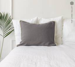 Charcoal Grey Linen Pillow- Stonewashed Pillow Case With - Softened Standard, Queen, King Sizes- Gray