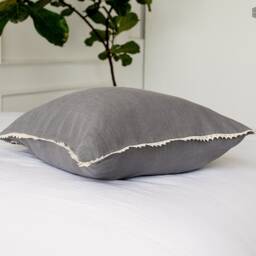 Charcoal Grey Linen Pillow- Stonewashed Pillow Case With - Softened Standard, Queen, King Sizes- Gray - thumbnail 2