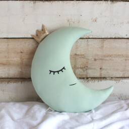 Light Mint Crescent Moon Cushion For Nursery Decor Baby Shower Gift Idea Dreamy Pillow Newborn Kids Room Children Bed Infant Teepee Sky - thumbnail 3