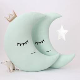 Light Mint Crescent Moon Cushion For Nursery Decor Baby Shower Gift Idea Dreamy Pillow Newborn Kids Room Children Bed Infant Teepee Sky - thumbnail 2