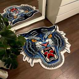 Traditional Tiger Rug, Handtufted Rug For Bedroom, Tattoo Design Area Traditional Tiger, Artist Gifts - thumbnail 2