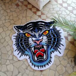 Traditional Tiger Rug, Handtufted Rug For Bedroom, Tattoo Design Area Traditional Tiger, Artist Gifts - thumbnail 3
