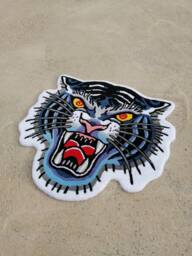Traditional Tiger Rug, Handtufted Rug For Bedroom, Tattoo Design Area Traditional Tiger, Artist Gifts