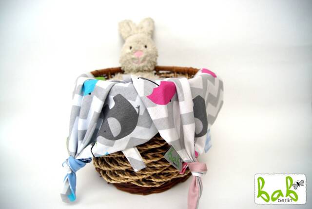 Cuddly Blanket, Comfort Blanket For Girls Or Boys in Pink Blue With Elephants - image 1