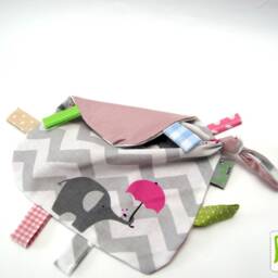 Cuddly Blanket, Comfort Blanket For Girls Or Boys in Pink Blue With Elephants - thumbnail 3