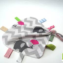 Cuddly Blanket, Comfort Blanket For Girls Or Boys in Pink Blue With Elephants - thumbnail 2