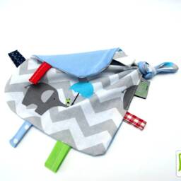 Cuddly Blanket, Comfort Blanket For Girls Or Boys in Pink Blue With Elephants - thumbnail 4