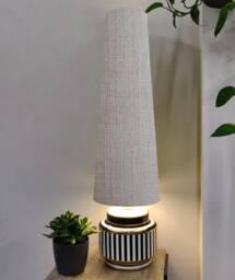 70cm Tall Feather Grey Linen Slim Cone Lampshade - thumbnail 1