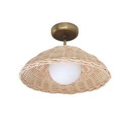 Rattan Ceiling Light Woven Pendant Lamp Flush Mount Lighting Minimal Globe Chandelier - thumbnail 2