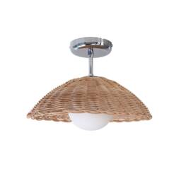 Rattan Ceiling Light Woven Pendant Lamp Flush Mount Lighting Minimal Globe Chandelier - thumbnail 4