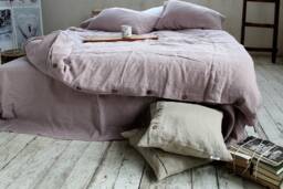 Wood Rose Linen Duvet Cover, Stonewashed Lithuanian Linen, Coconut Button Closure