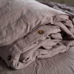 Wood Rose Linen Duvet Cover, Stonewashed Lithuanian Linen, Coconut Button Closure - thumbnail 2