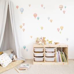 Night Sky Hot Air Balloons Wall Decals, Plastic-Free Kids Room Wall Stickers - thumbnail 2