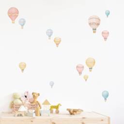 Night Sky Hot Air Balloons Wall Decals, Plastic-Free Kids Room Wall Stickers - thumbnail 3