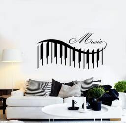 Wall Vinyl Music Piano Beautiful Songs Guaranteed Quality Decal Mural Art 1546Dz - thumbnail 1