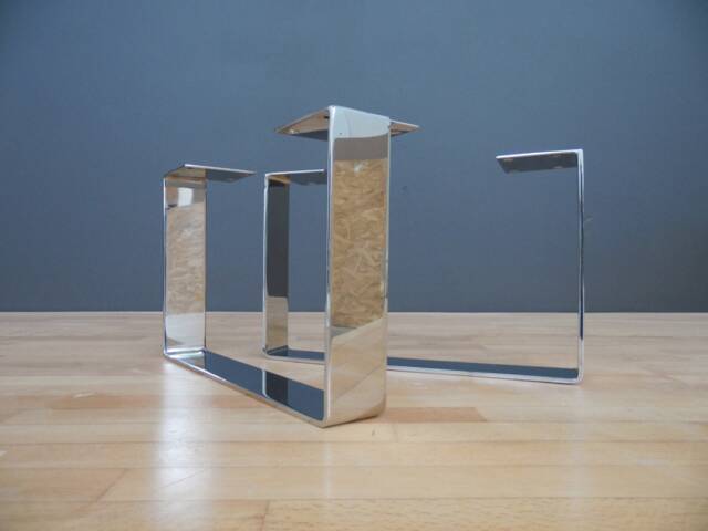 "Stainless Steel - Sofa Legs 8"" X 16"" Flat Table Legs, Height 4"" To 10" - image 1