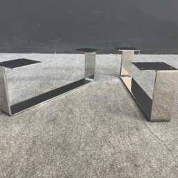 "Stainless Steel - Sofa Legs 8"" X 16"" Flat Table Legs, Height 4"" To 10" - thumbnail 3