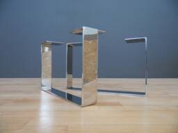 "Stainless Steel - Sofa Legs 8"" X 16"" Flat Table Legs, Height 4"" To 10"