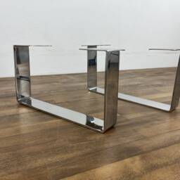 "Stainless Steel - Sofa Legs 8"" X 16"" Flat Table Legs, Height 4"" To 10" - thumbnail 2