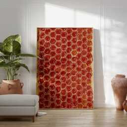 Abstract Red Honeycomb Poster - Terracotta Geometric Hexagon Art Vertical Organic Wall Decor - thumbnail 3