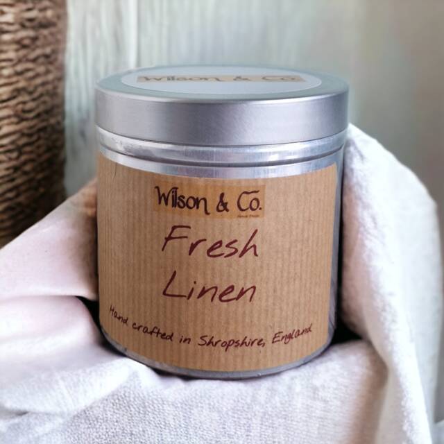 Fresh Linen Scented Candle Handcrafted Tin Candle, 230G - image 1