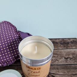 Fresh Linen Scented Candle Handcrafted Tin Candle, 230G - thumbnail 3