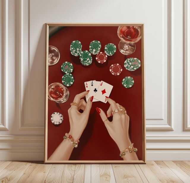 Casino Night Poster, Poker Table Wall Art, Card Game Print - image 1