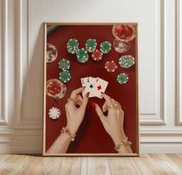 Casino Night Poster, Poker Table Wall Art, Card Game Print - thumbnail 1